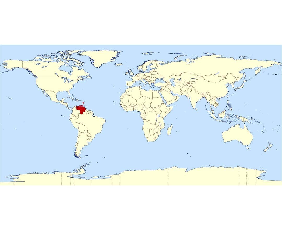 venecuēla atrašanās vietu pasaules kartē