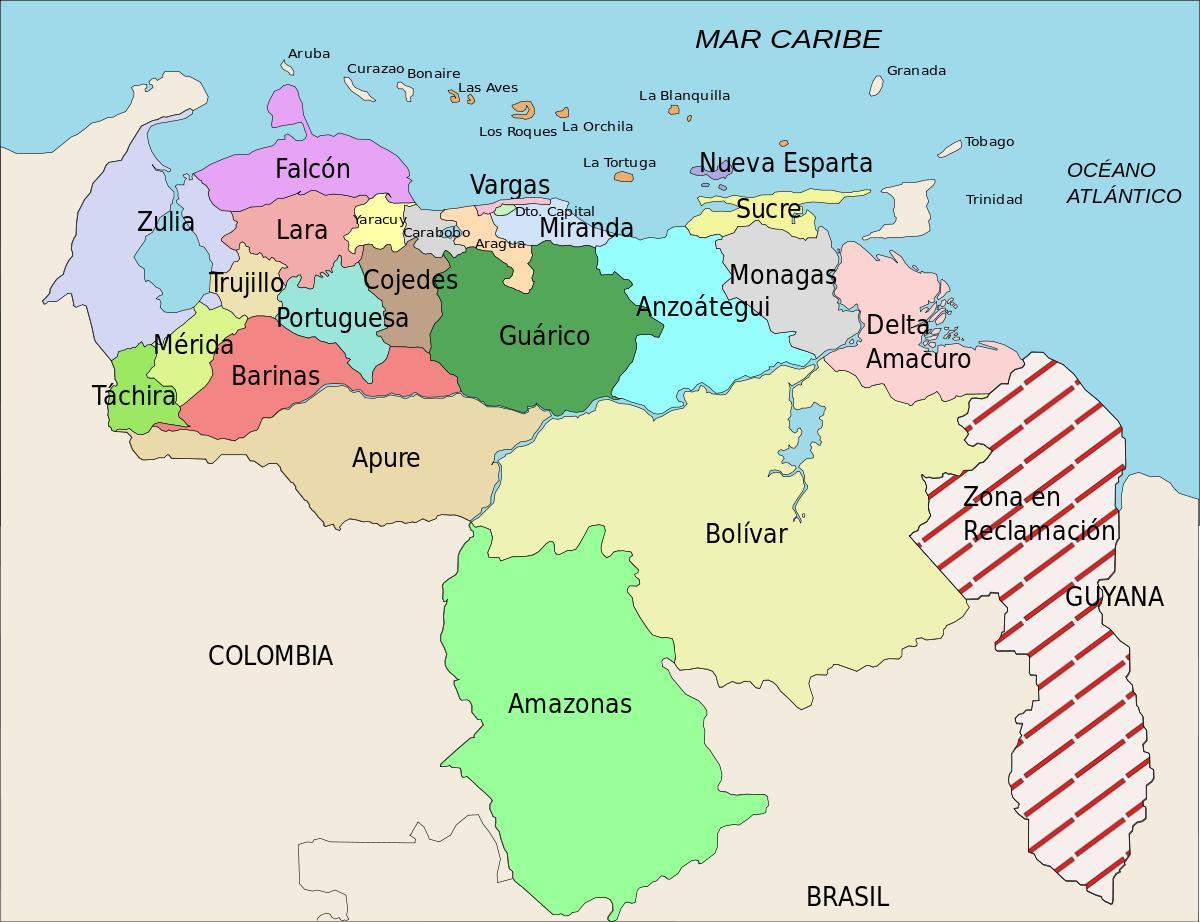 karte venecuēla valstīm