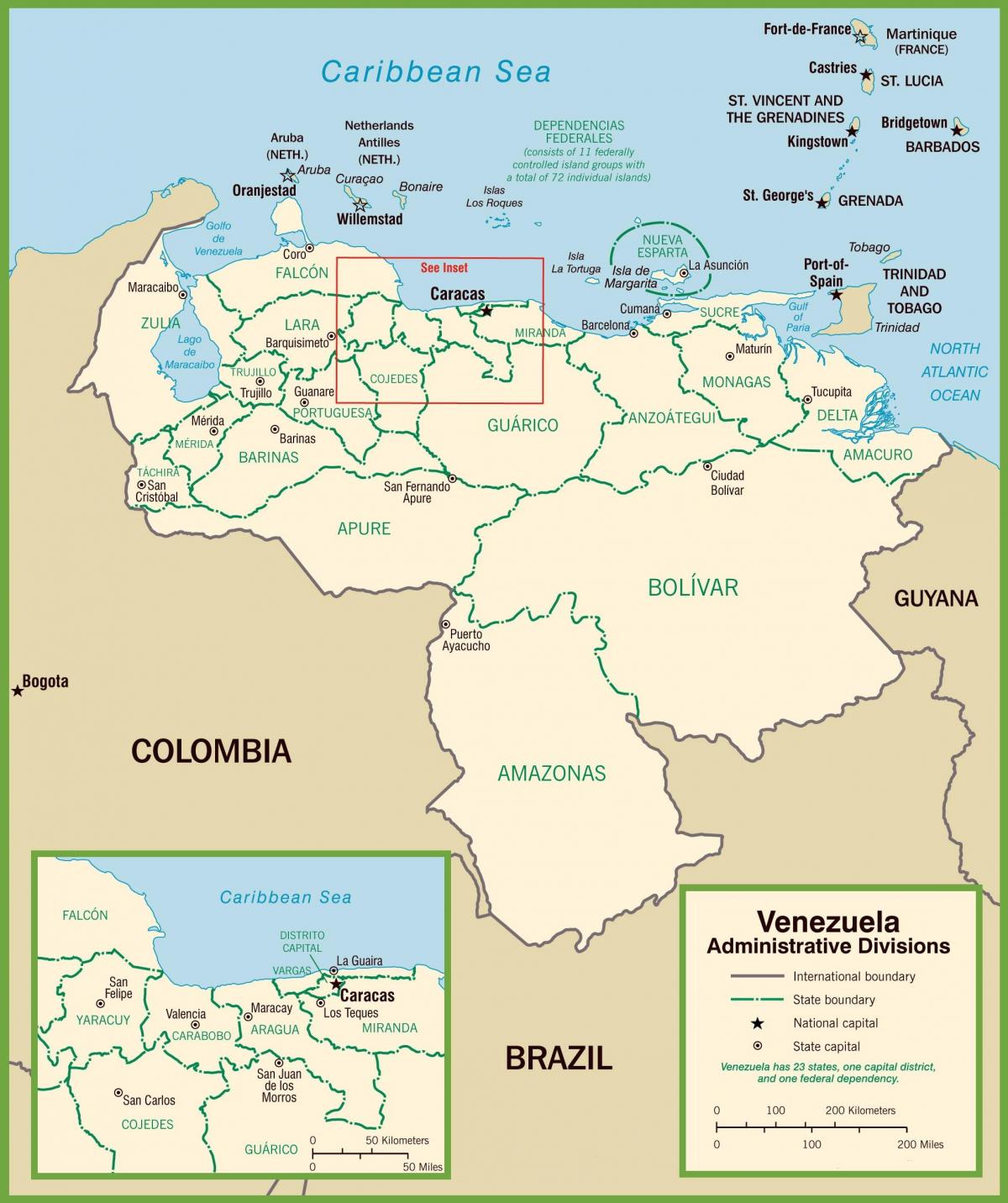 karte venecuēla politisko