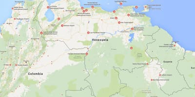 Karte venecuēla lidostas