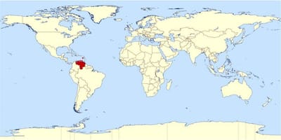 Venecuēla atrašanās vietu pasaules kartē
