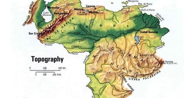Karte venecuēla topogrāfiskās