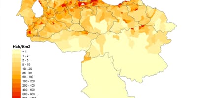 Venecuēlas iedzīvotāju blīvums karte